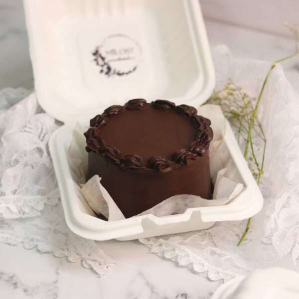 Chocolate bento cake with chocolate garnishing