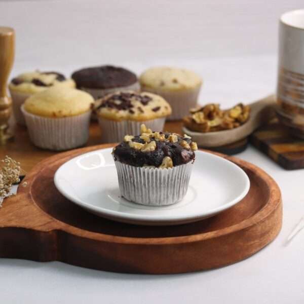Chocolate muffin with walnut