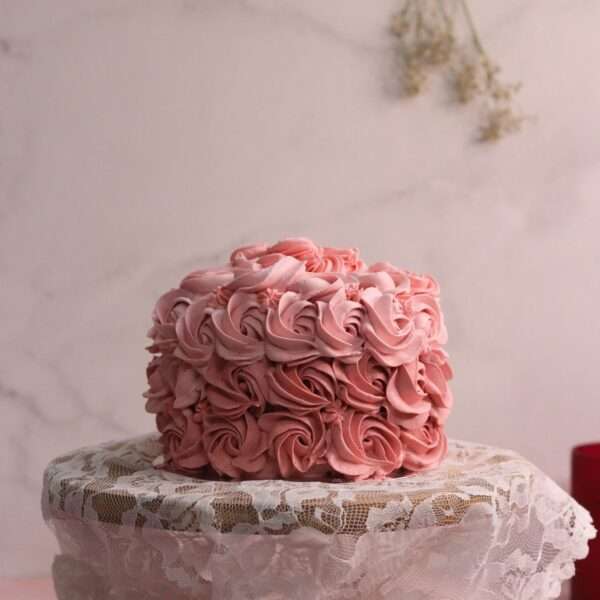 Pink tall rosette cake