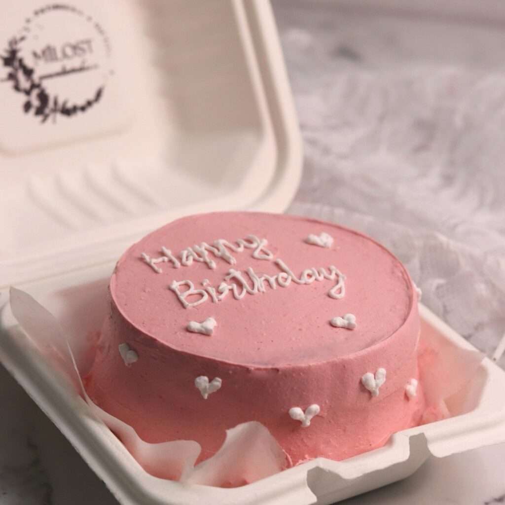 Pretty In Pink Bento Cake With White Heart Designs Milost Cakes