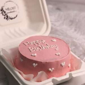 Pink bento cake with heart design