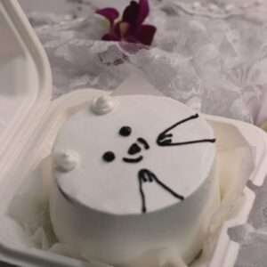 White bento cake with bear design